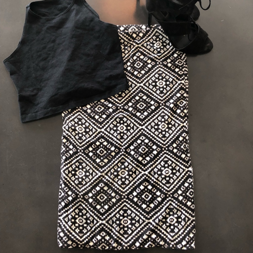 Black and White Midi Skirt